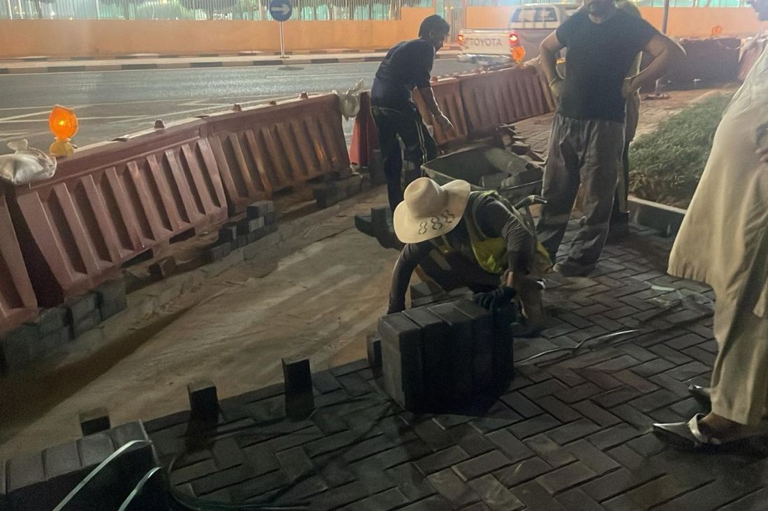 Kerb and interlock paving works in progress